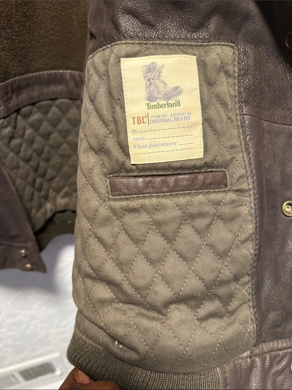 Vintage Timberland Two-Tone Brown Leather Bomber Jacket